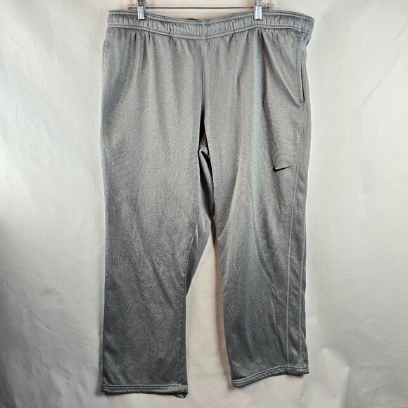 Nike Sweatpants Mens 2XL Grey Thermafit Fleece Athletic Open Hem Sporty Casual - Picture 1 of 12